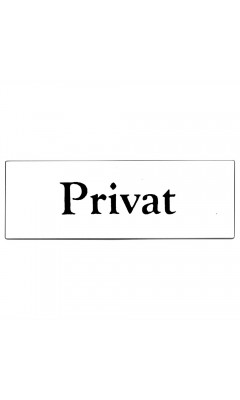 Emaljskylt Privat vit - svart 6 x 2 cm modell 9