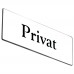 Emaljskylt Privat vit - svart 6 x 2 cm modell 9