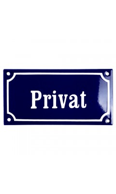 Emaljskylt Privat blå - vit 15 x 7,5 cm modell 11