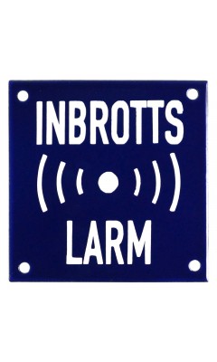 Emaljskylt INBROTTS LARM blå - vit 10 x 10 cm modell 34