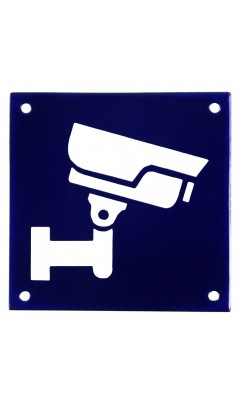 Emaljskylt CCTV blå - vit 10 x 10 cm modell 34