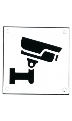 Emaljskylt CCTV vit - svart 10 x 10 cm modell 35