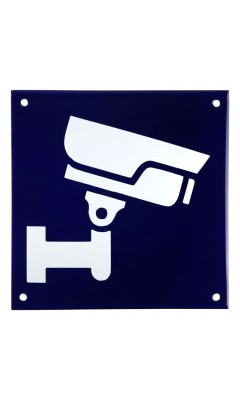 Emaljskylt CCTV Large blå - vit 15 x 15 cm modell 34
