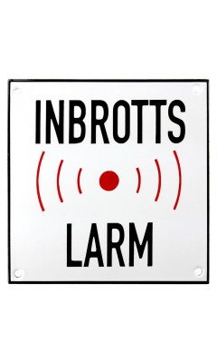 Emaljskylt INBROTTS LARM vit - svart 15 x 15 cm modell 35