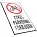 Emaljskylt CYKEL-PARKERING FÖRBJUDEN vit - svart 12 x 20 cm modell 35