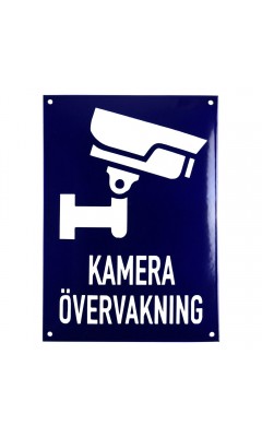 Emaljskylt KAMERA ÖVERVAKNING Large blå - vit 20 x 28 cm modell 34