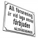Emaljskylt All  förorening är  vid laga ansvar förbjuden. HÄLSOVÅRDSNÄMNDEN vit - svart 28 x 20 cm modell 39