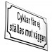 Emaljskylt Cyklar får ej ställas mot väggen vit - svart 20 x 12 cm modell 39