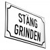 Emaljskylt STÄNG GRINDEN vit - svart 20 x 12 cm modell 39
