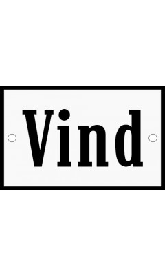 Emaljskylt Vind vit - svart 8 x 5 cm modell 4